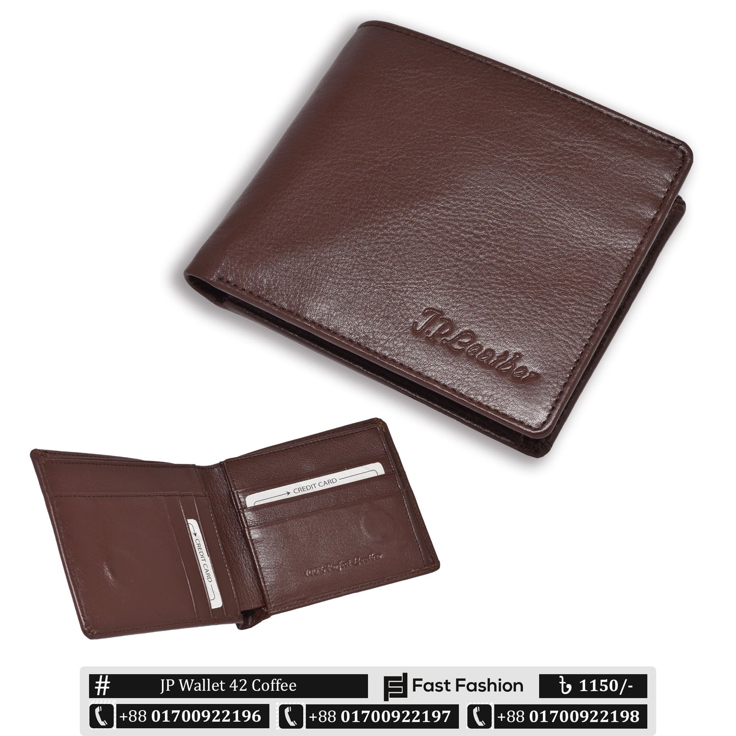 Original Leather Pocket Size Premium Quality Wallet | JP Wallet 42 Coffee