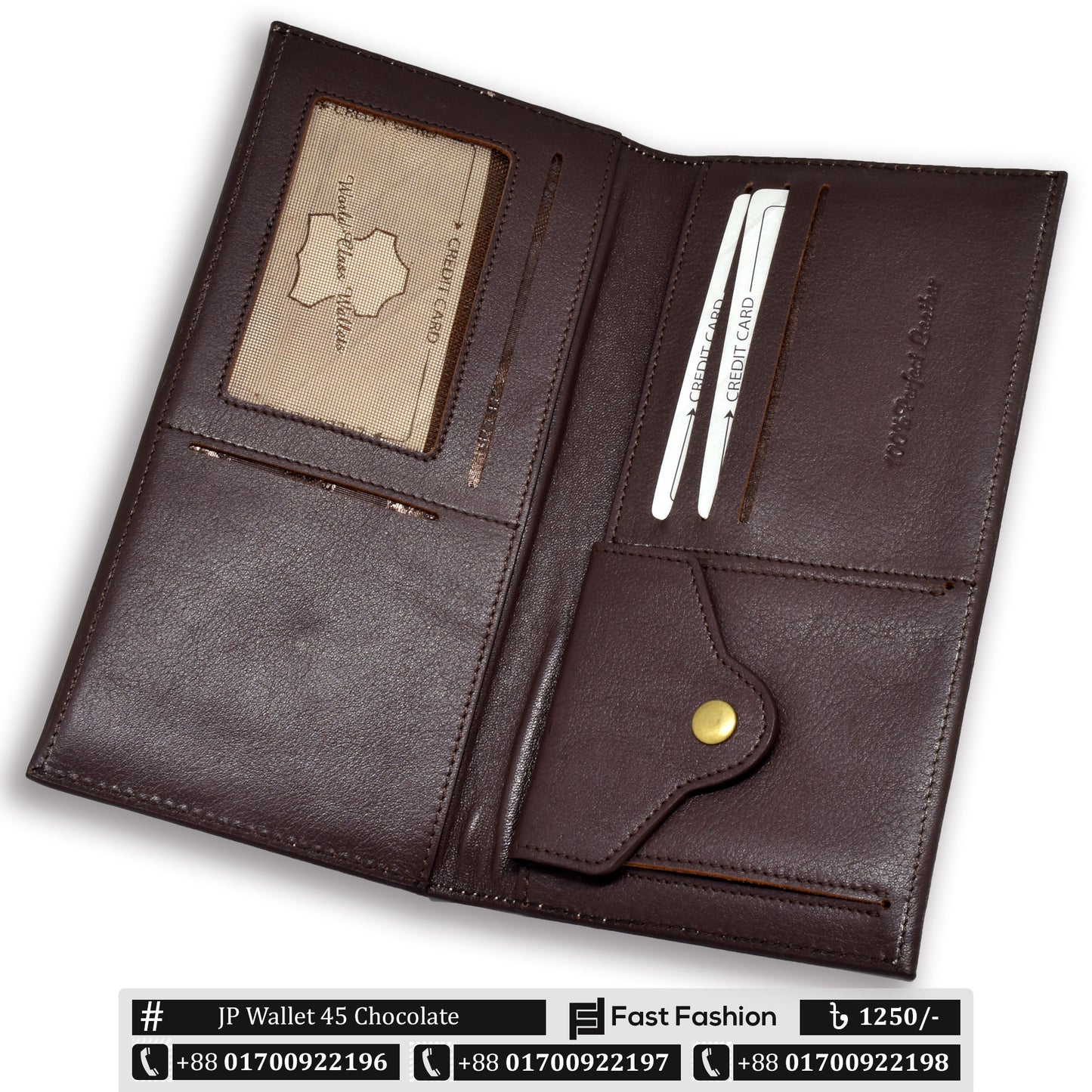 Long Chocolate Color Premium Leather Wallet for Men | JP Wallet 45 Chocolate