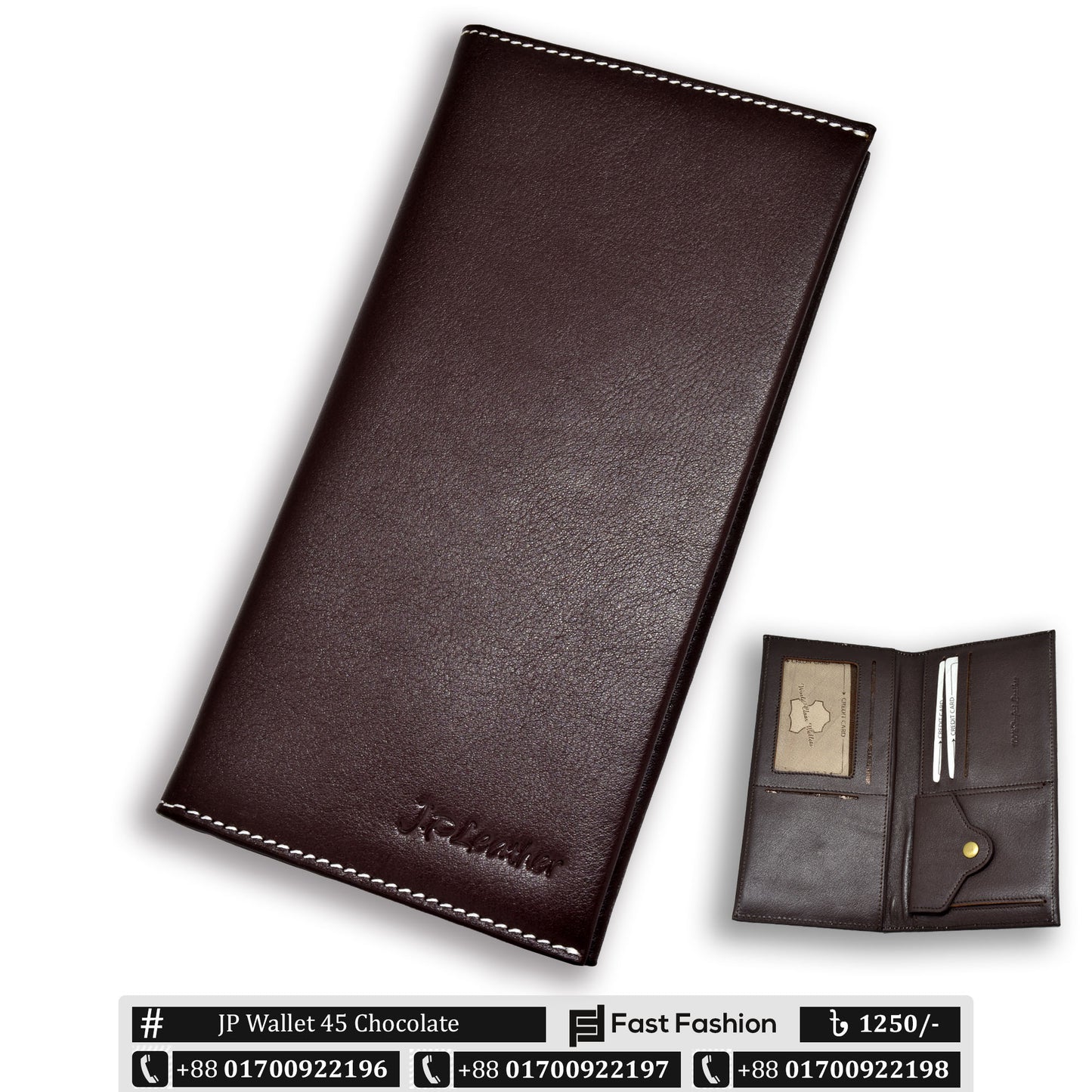 Long Chocolate Color Premium Leather Wallet for Men | JP Wallet 45 Chocolate