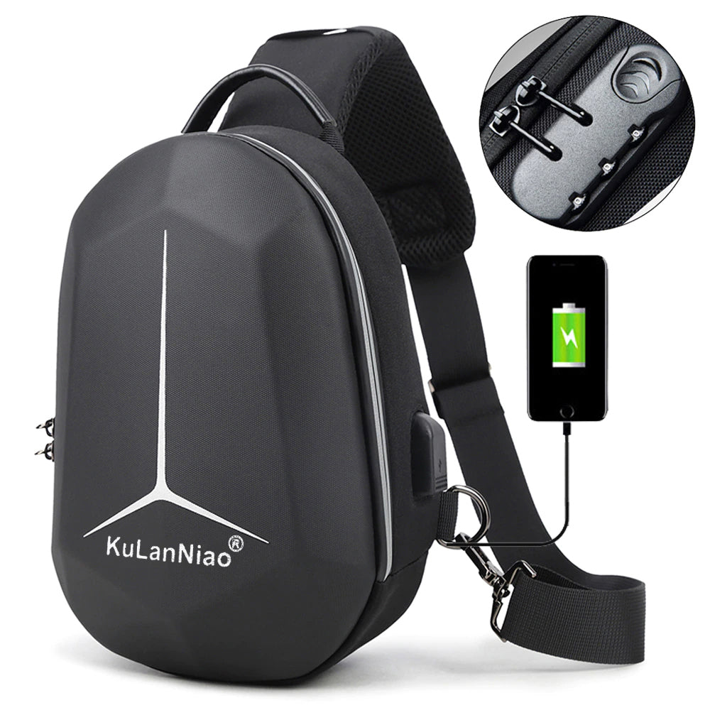 Anti-theft lock Chest-Bag - Side Bag - USB charging travel Shoulder Waterproof Crossbody Bag - KN Side Bag 02