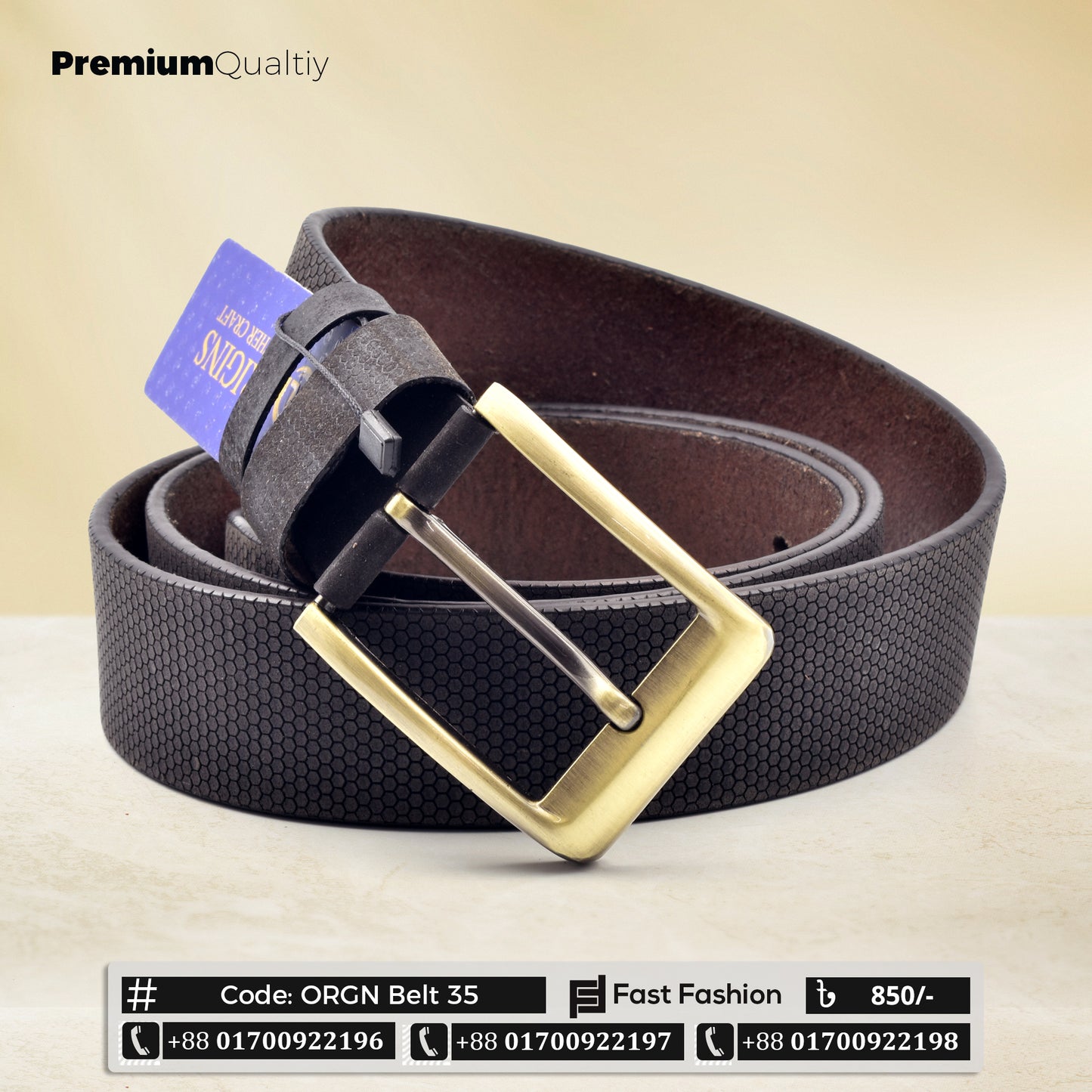 Stylish Premium Quality Original Leather Belt - ORGN Belt 35