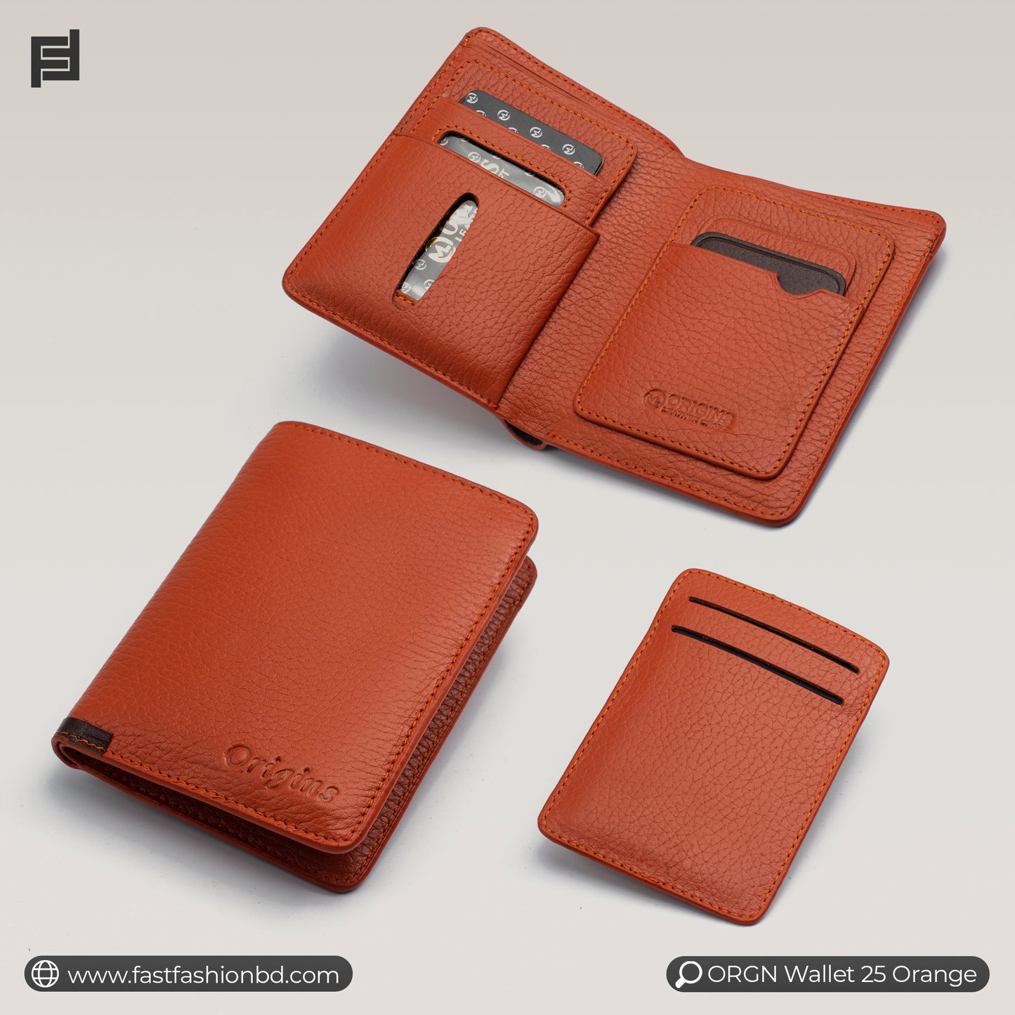 Premium Quality Leather Wallet for Men | ORGN Wallet 25 Orange