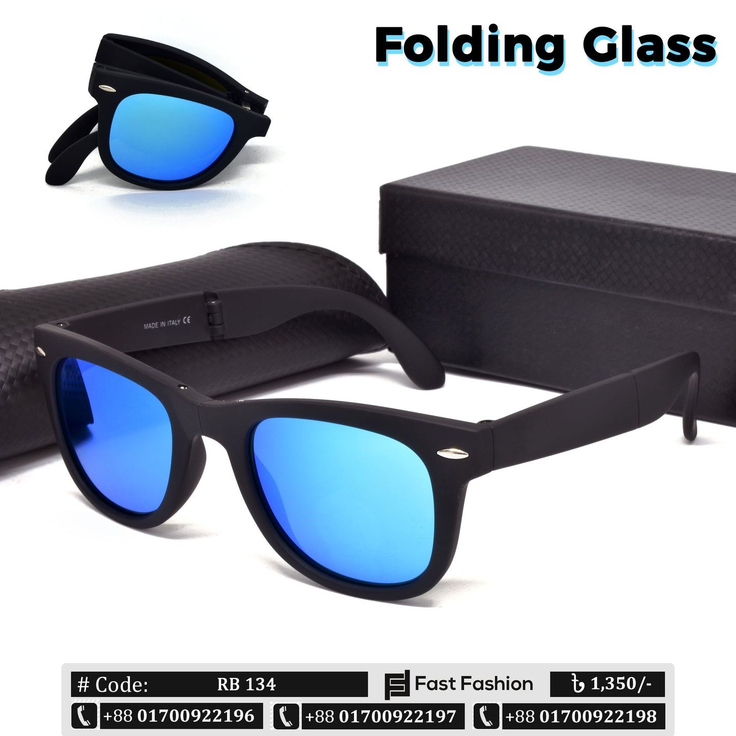 Wayfarer Shape Folding Classic Mercury Sunglass for Men | RB 134 | Stylish Sunglass