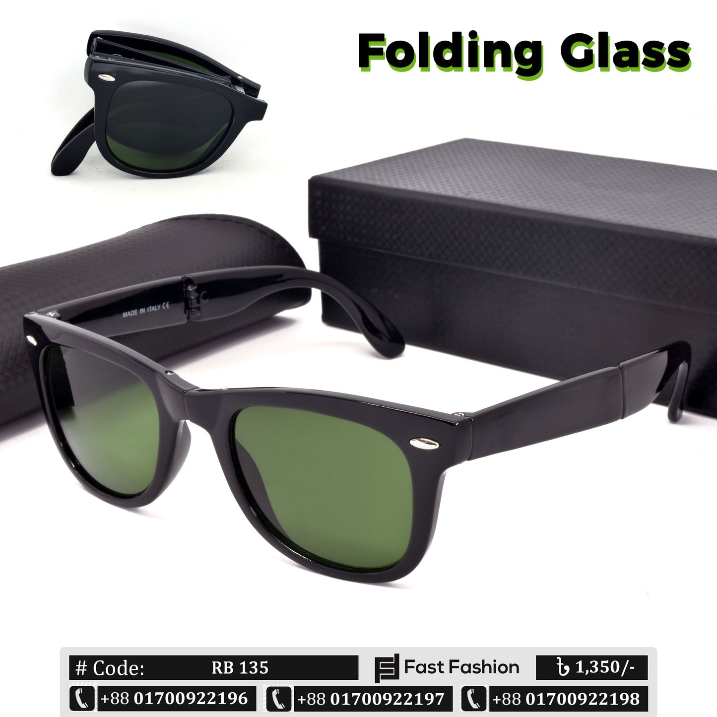 Wayfarer Shape Folding Classic Sunglass for Men | RB 135 | Stylish Sunglass