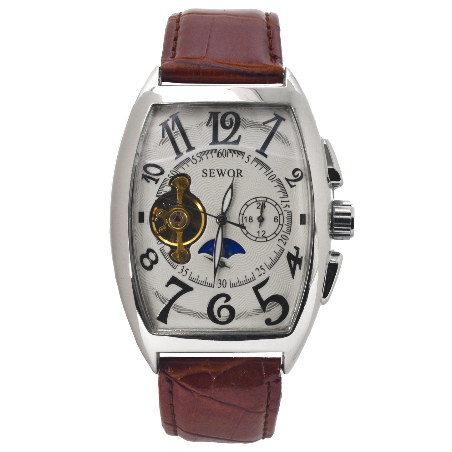 Automatic Mechanical Watch | Sewor Watch 01 Brown Silver